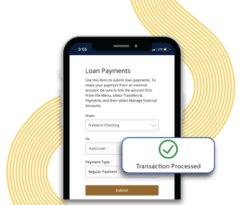loan payment page in mobile banking